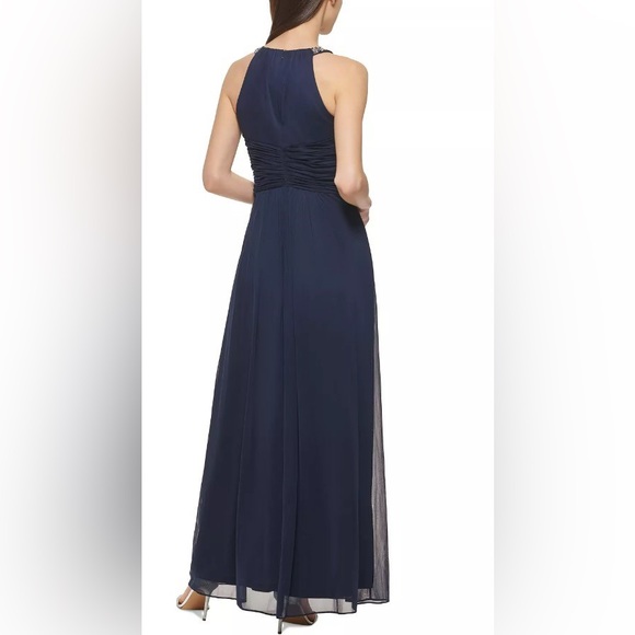 Jessica Howard Women’s Embellished neck Ruched-Front Gown Sz 8 - Picture 2 of 3